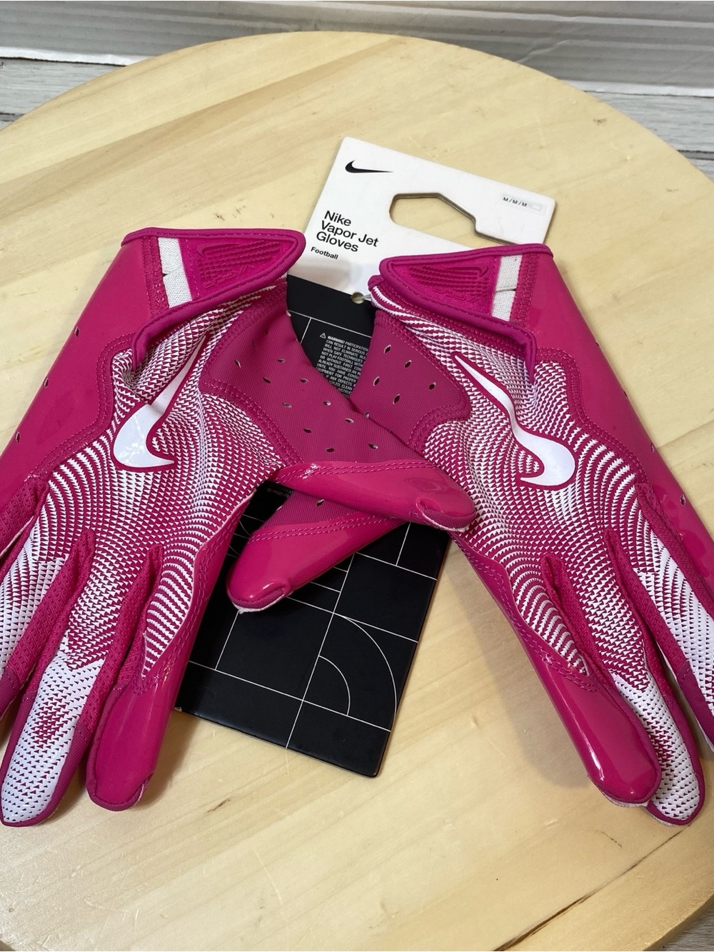 Nike Vapor Jet Football Gloves Pink White Unisex Size M Medium New With Tags